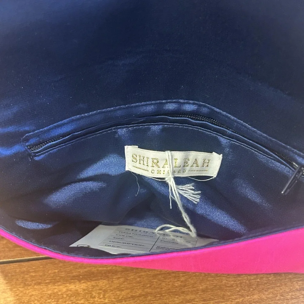 Shiraleah Crossbody Bag Womens Small Fuchsia Satin Crab Chain Purse Beach *SPOT*